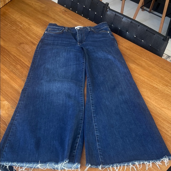 Frame Denim Le Palazzo Crop Dark Blue Flare Jeans - Picture 2 of 7